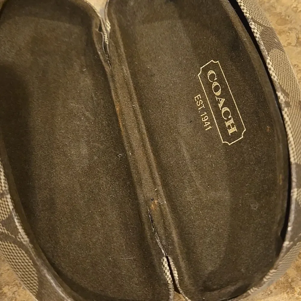 Coach Signature Hard Clamshell Eye Glasses Sunglasses Case Tan Brown c Logo vtg
